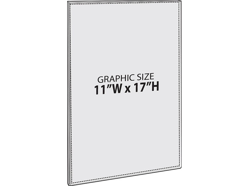 Azar Sign Holder, 11" x 17", Vertical, Wall Mounted, Clear, Acrylic, 2/Pack (122032-2PK)
