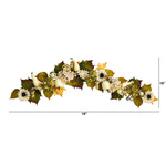 Nearly Natural 5' Fall Sunflower, Hydrangea and White Pumpkin Artificial Autumn Garland (W1242)