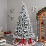Nearly Natural 9-ft Flocked White River Mountain Pine Artificial Christmas Tree with Pinecones and 650 Clear LED Lights (T3384)