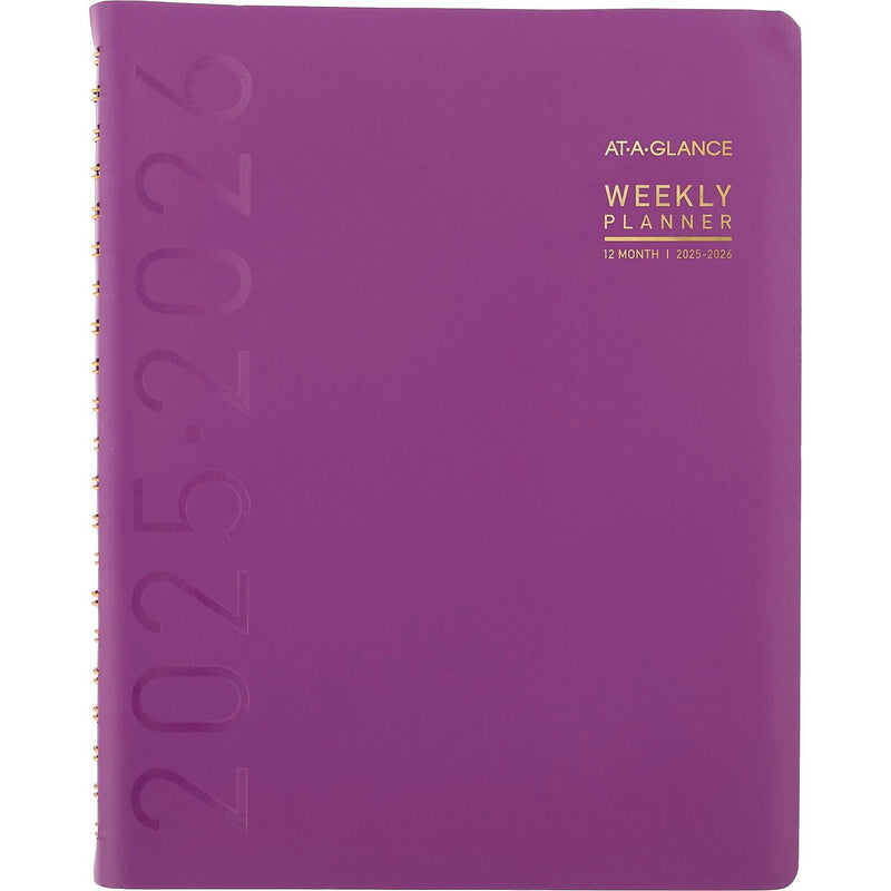 2025-2026 AT-A-GLANCE Contemporary 8.25" x 11" Academic Year Weekly & Monthly Planner, Faux Leather Cover, Purple