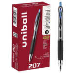 uni-ball 207 Retractable Gel Pens, Medium Point, 0.7mm, Blue Ink, Dozen (33951)