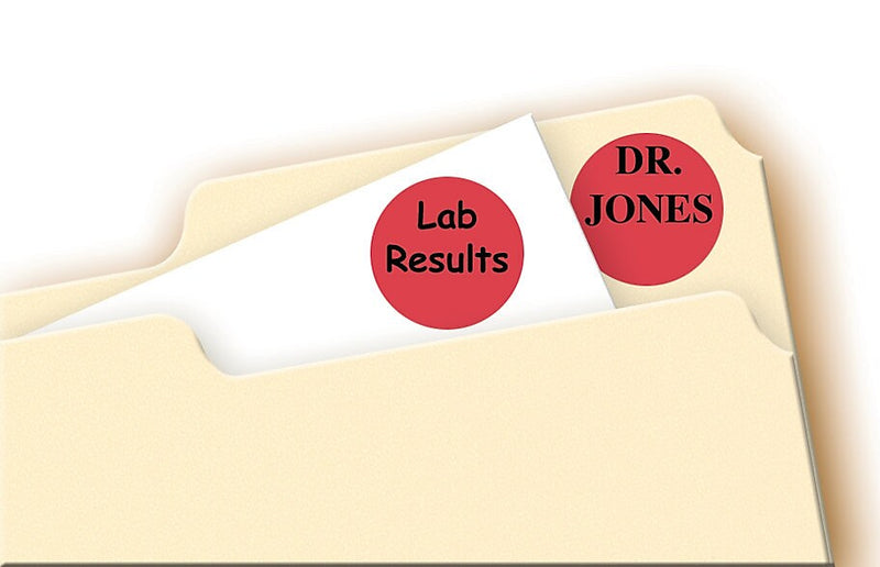 Avery Laser/Inkjet Color-Coding Labels, 3/4" Dia, Red, 1,008 Labels/Pack (5466)
