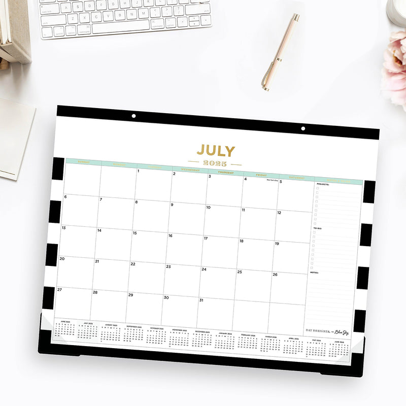 2025-2026 Day Designer for Blue Sky Rugby Stripe 22" x 17" Academic Monthly Desk Pad Calendar (138443-A26)