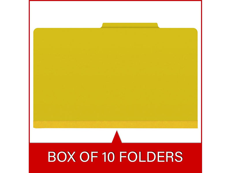 Medical Arts Press Pressboard Classification Folder, 1 Divider, 2" Expansion, Legal Size, Yellow, 10/Box