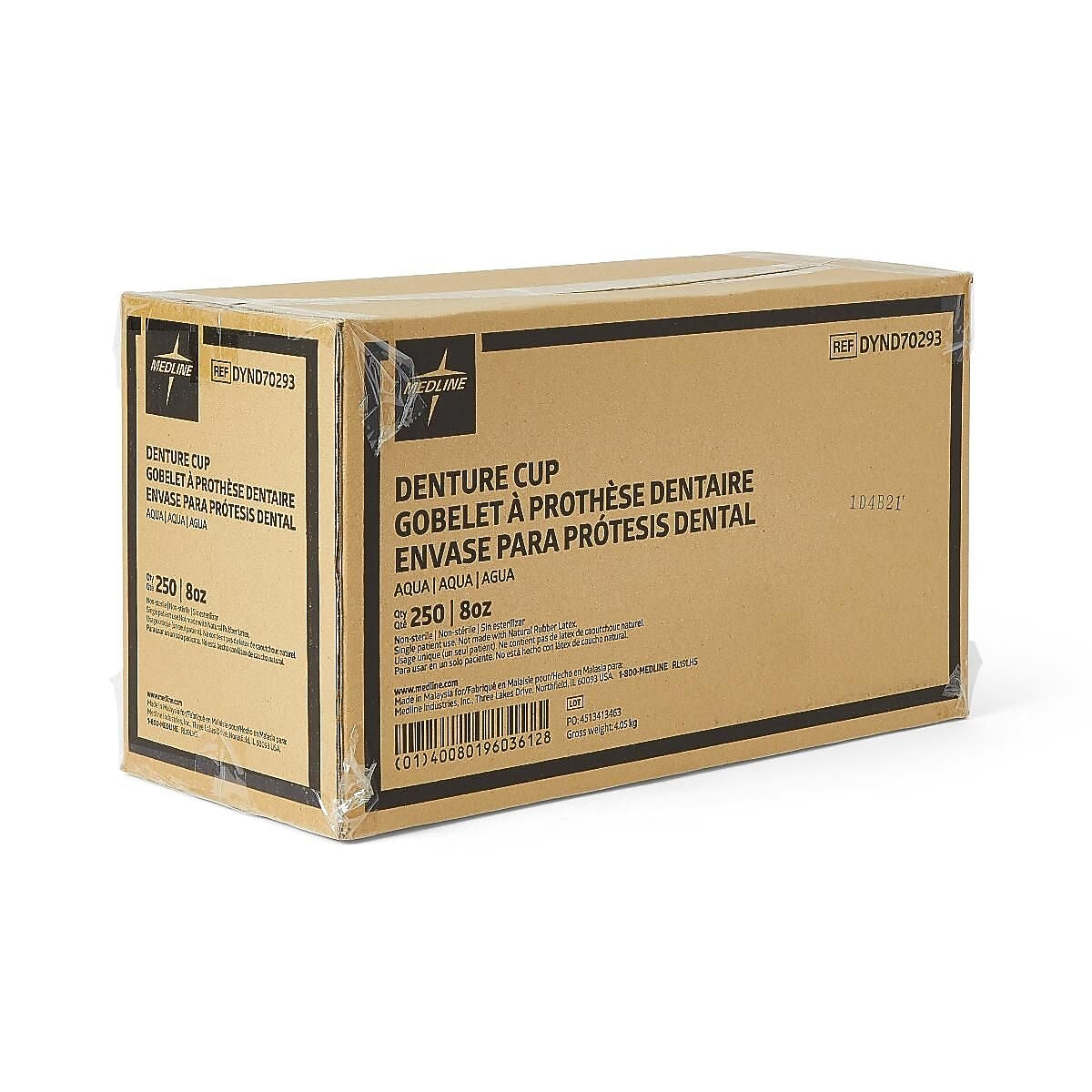 Medline Denture Containers, Aqua, 25/Pack (DYND70293Z)