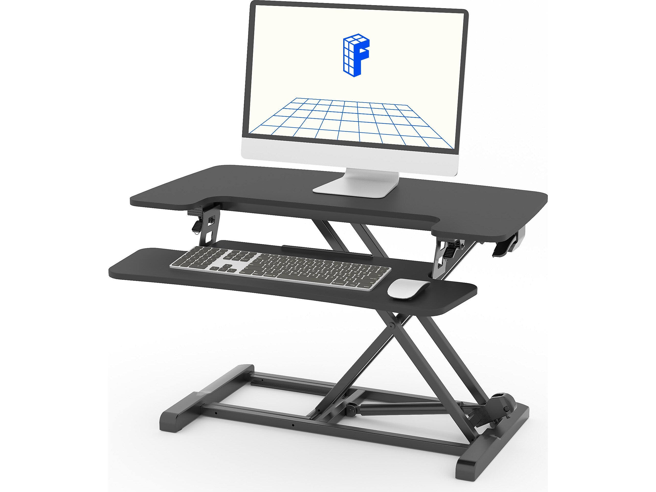 FlexiSpot M7 Series 32"W Manual Rectangular Adjustable Standing Desk Converter, Black (M7-E-32B)