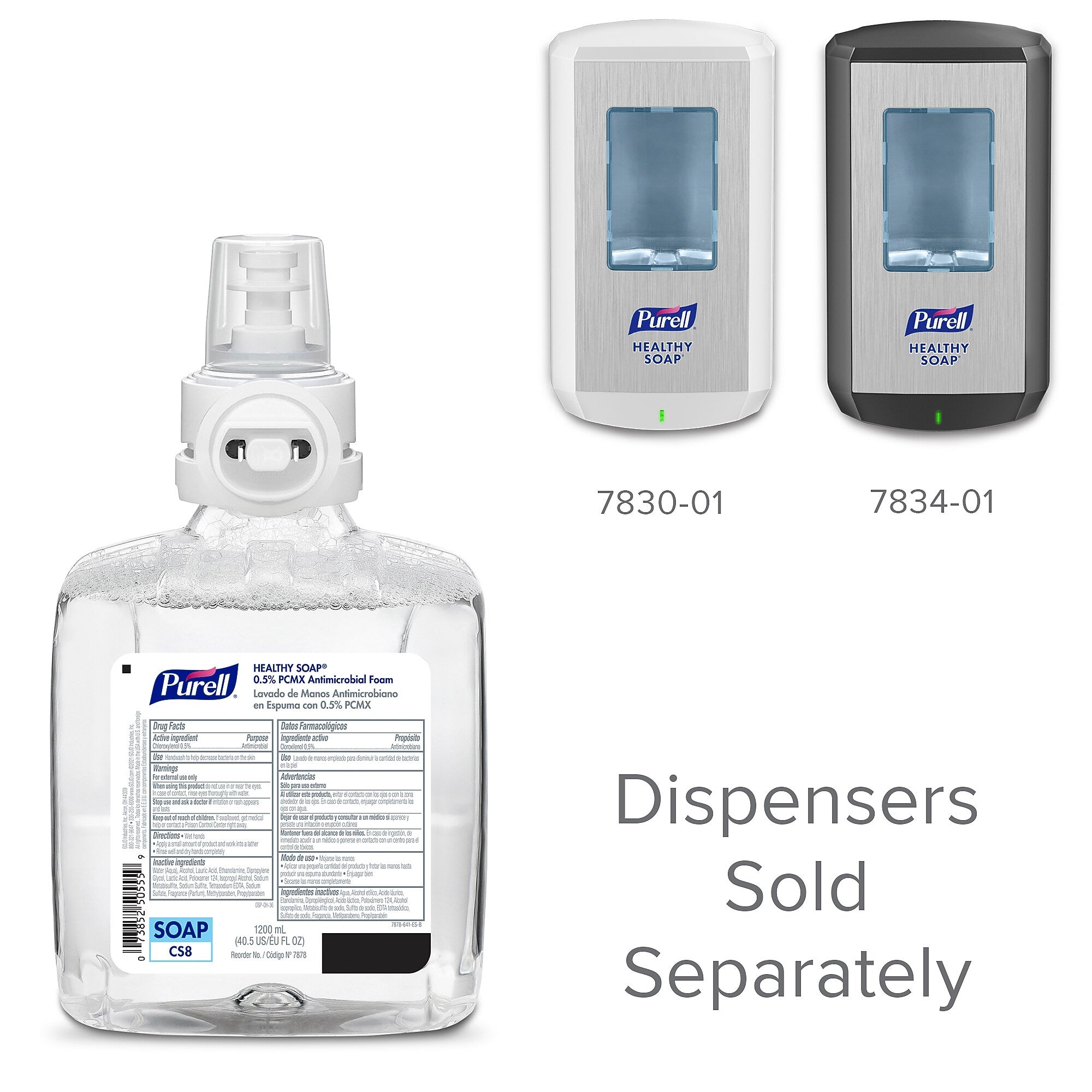 PURELL HEALTHY SOAP Foaming Hand Soap Refill for CS8 Dispenser, Floral Scent, 1200 ml, 2/Carton (7878-02)