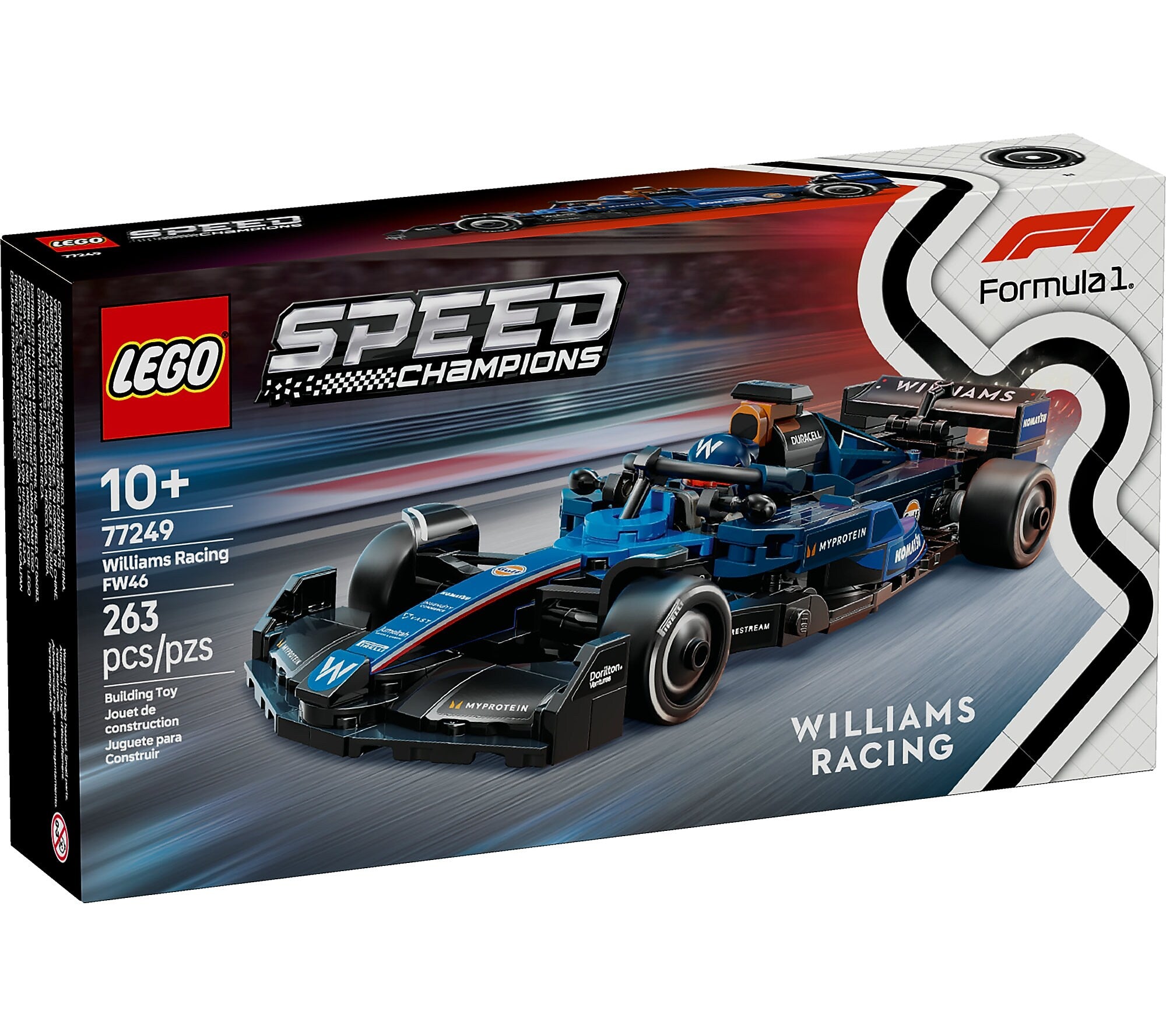 LEGO Speed Champions Williams Racing FW46 F1 Race Car, 263 Pieces (77249)