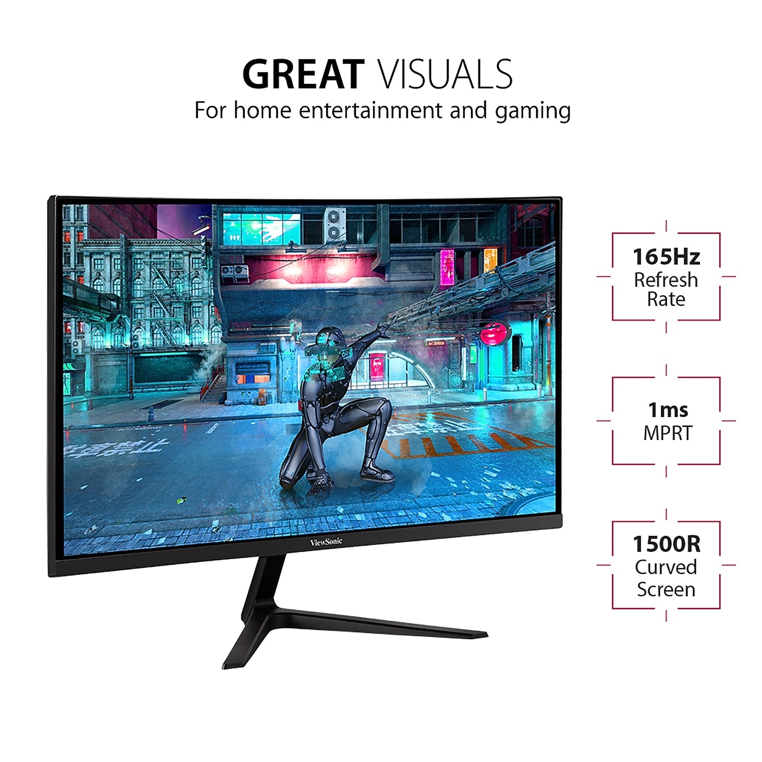ViewSonic  27" Curved 165 Hz LCD Gaming Monitor, Black (VX2718-2KPC-MHD)