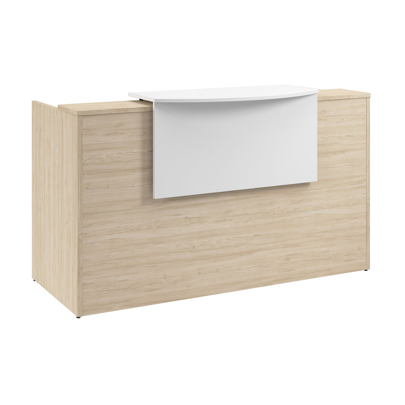 Bush Business Furniture Arrive 72"W Reception Desk with Counter and Mobile File Cabinet, Natural Elm (ARV008NE)