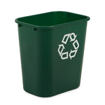 Rubbermaid Resin Indoor/Outdoor Recycling Bin, 7 Gallon, Green (FG295606GRN)