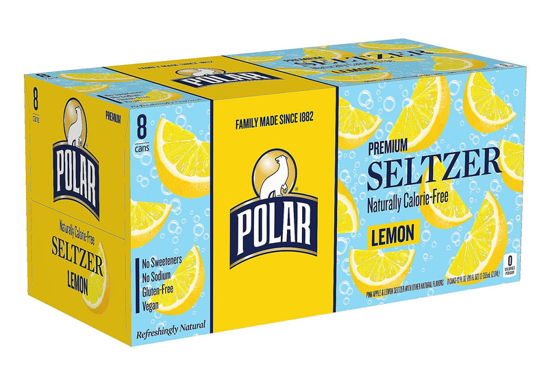 Polar Lemon Sparkling Water, 12 oz., 24/Carton (00234)