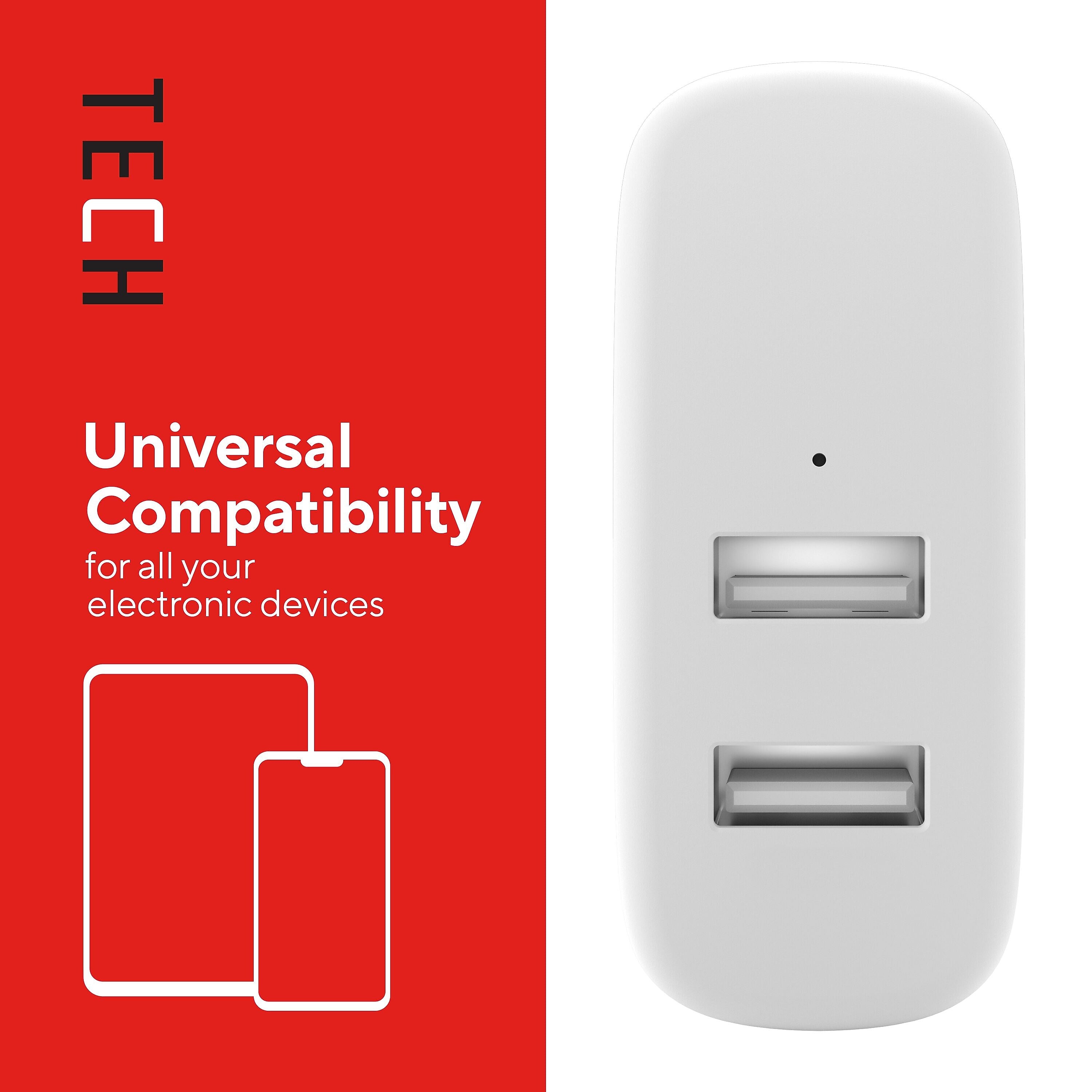 Staples TECH USB-A Wall Charger, 24W, White (ST62318)