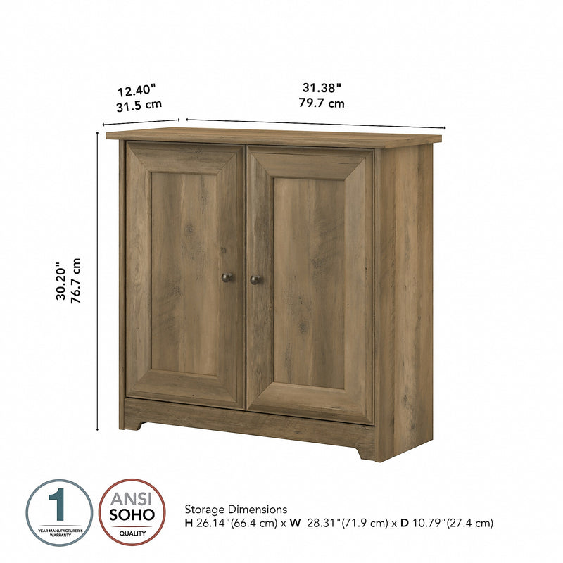 Bush Furniture Cabot 30" Storage Cabinet with 2 Shelves, Reclaimed Pine (WC31598)
