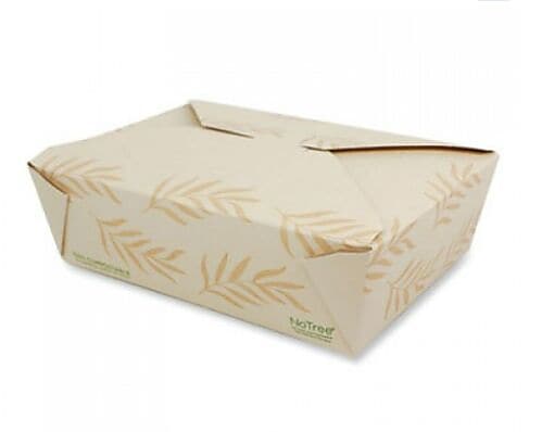 World Centric #3 No Tree Folded Takeout Containers, 65 oz., 6.25" x 8.7" x 2.5", Natural, Sugarcane, 200/Carton (TONT3)