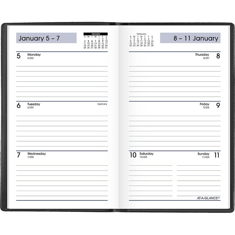 2026 AT-A-GLANCE DayMinder 3.5" x 6" Weekly Planner, Poly Cover, Black (SK48-00-26)