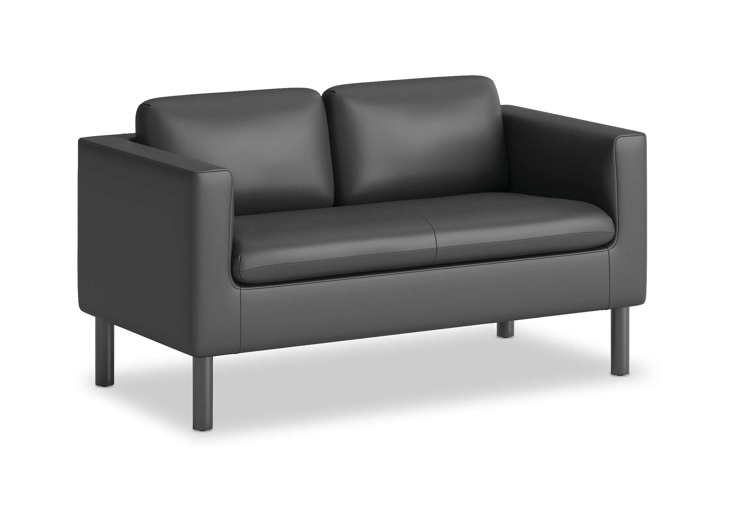 HON Parkwyn 53.5" Polyurethane Loveseat, Black (HVLVL2.BLK01)