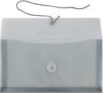 JAM Paper Premium Plastic Filing Envelope with Button & String Closure, 5 1/4" x 10", Gray, 3/Pack (921B1SMX3)
