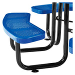 Global Industrial 46" Round Outdoor Steel Picnic Table, Perforated Metal, Blue (262078BL)