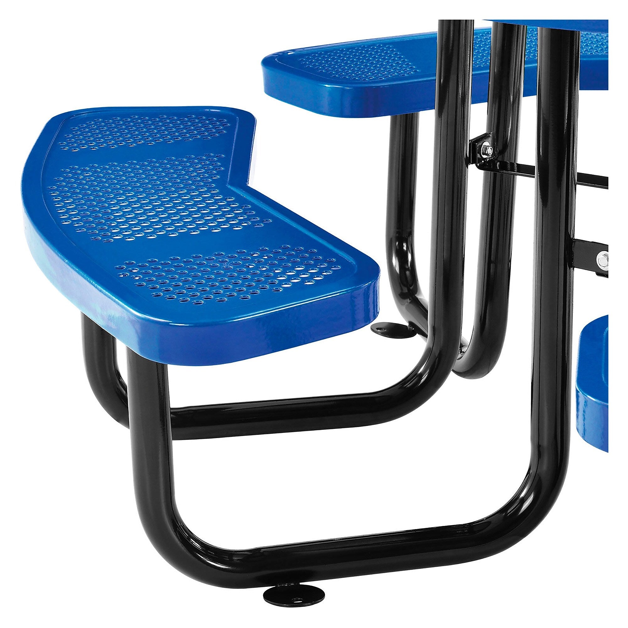 Global Industrial 46" Round Outdoor Steel Picnic Table, Perforated Metal, Blue (262078BL)