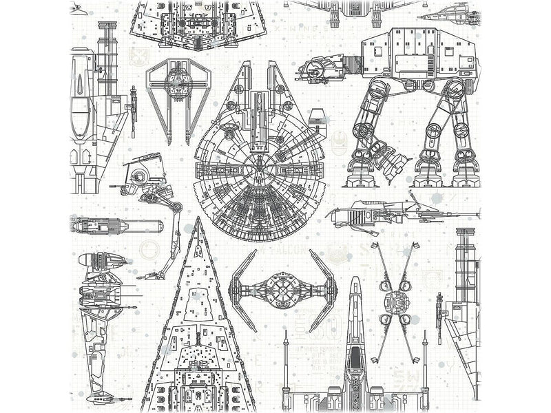 RoomMates Star Wars Blueprint Contemporary Wallpaper, Movies & TV (RMK11036WP)