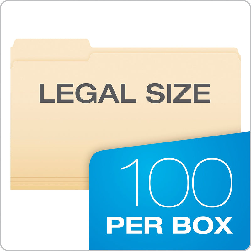 Pendaflex Heavy Duty File Folder, 1-Tab, Assorted, Legal Size, Manila, 100/Box (R753 1/3)