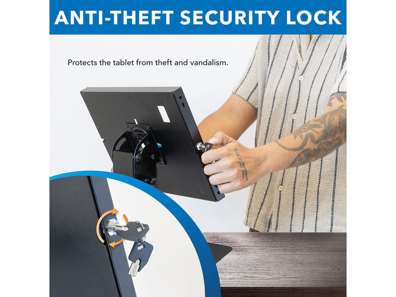 Mount-It! Adjustable Anti-Theft iPad Countertop Stand, Black (MI-3771B_G10)