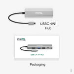 Plugable 4-in-1 USB-C Hub with 4K HDMI, 100W, Silver (USBC-4IN1)