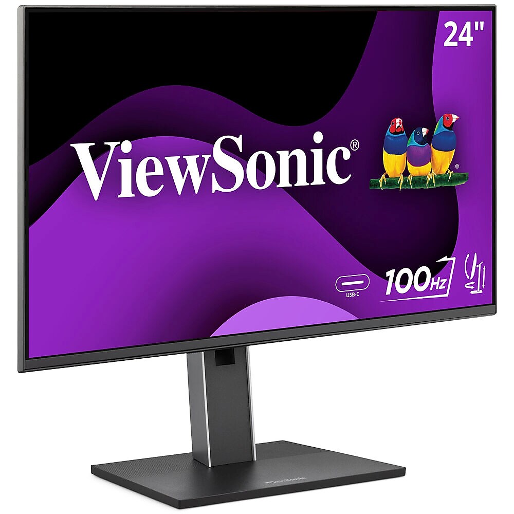 ViewSonic 24" FHD IPS 100Hz LED Monitor, Built-In Speaker, Height Adjustable, Universal Docking Station, Black (VG2452)