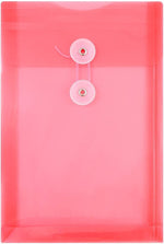 JAM Paper Premium Plastic Filing Envelope with Button & String Closure, 6 1/4" x 9 1/4", Red, 3/Pack (472B1REX3)