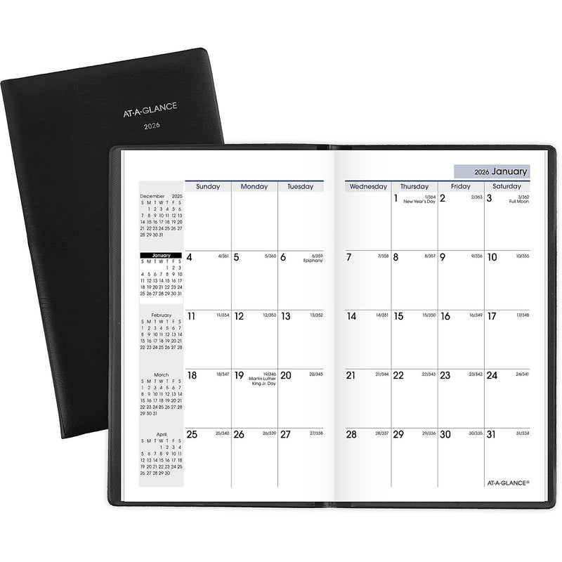 2026 AT-A-GLANCE DayMinder 3.5" x 6" Monthly Planner, Plastic Cover, Black (SK53-00-26)