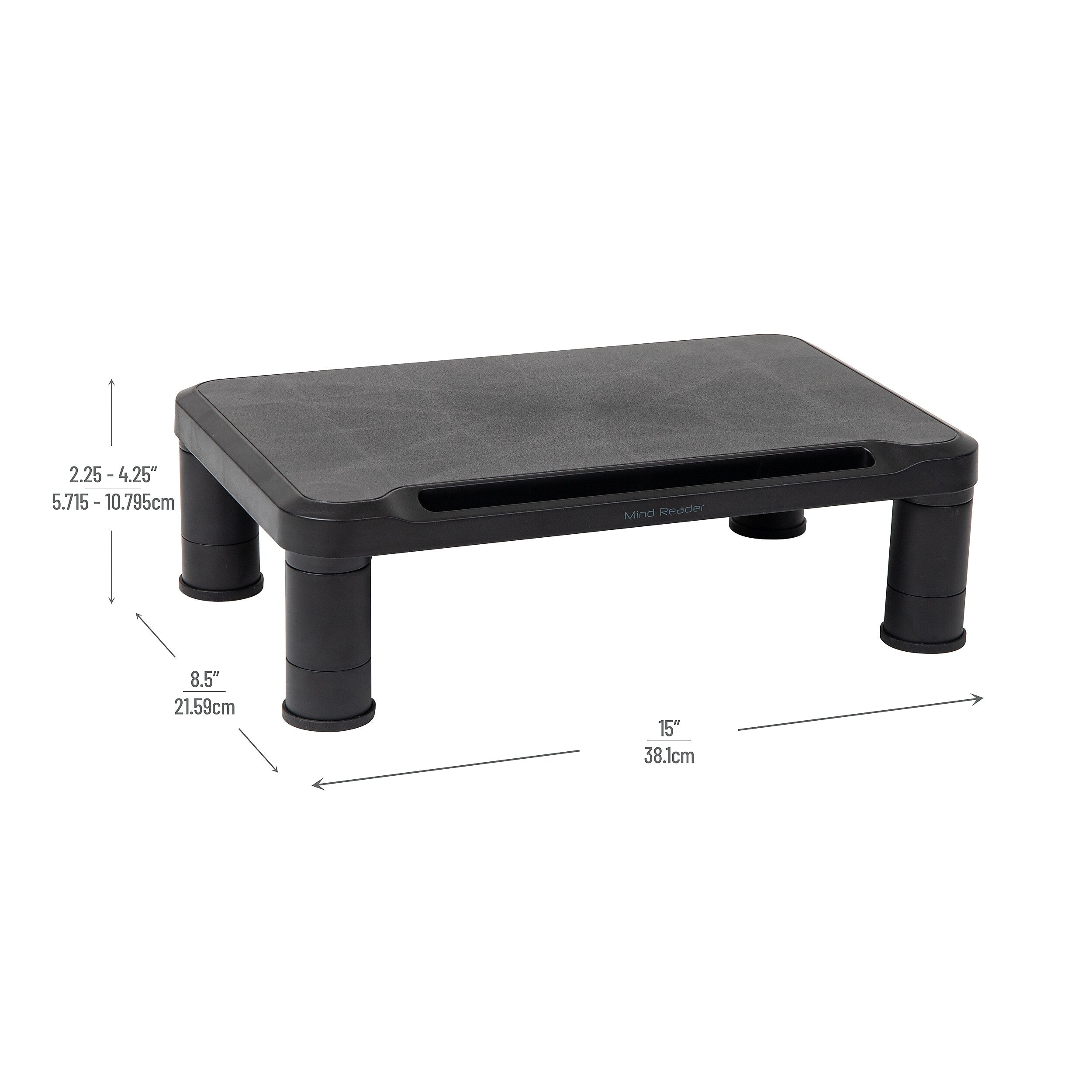 Mind Reader Adjustable Monitor Stands, Up to 19" Monitors, Black, 2/Pack (2SMPLMON-BLK)