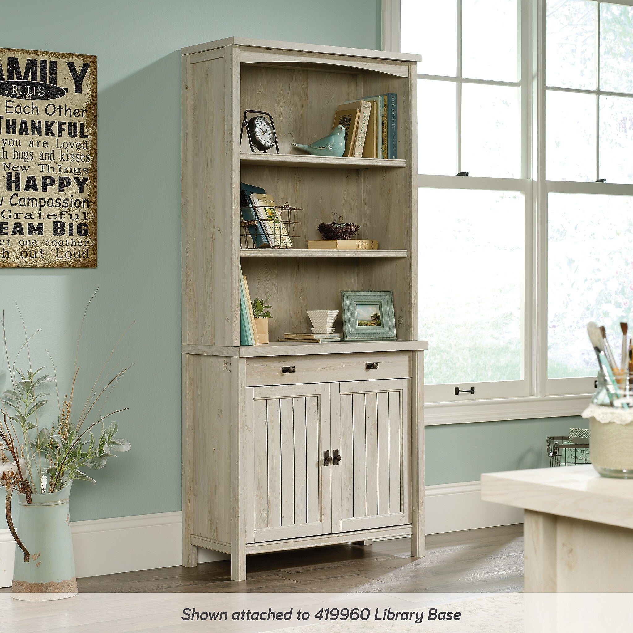 Sauder Costa 31"W Desktop Hutch, Chalked Chestnut (419961)