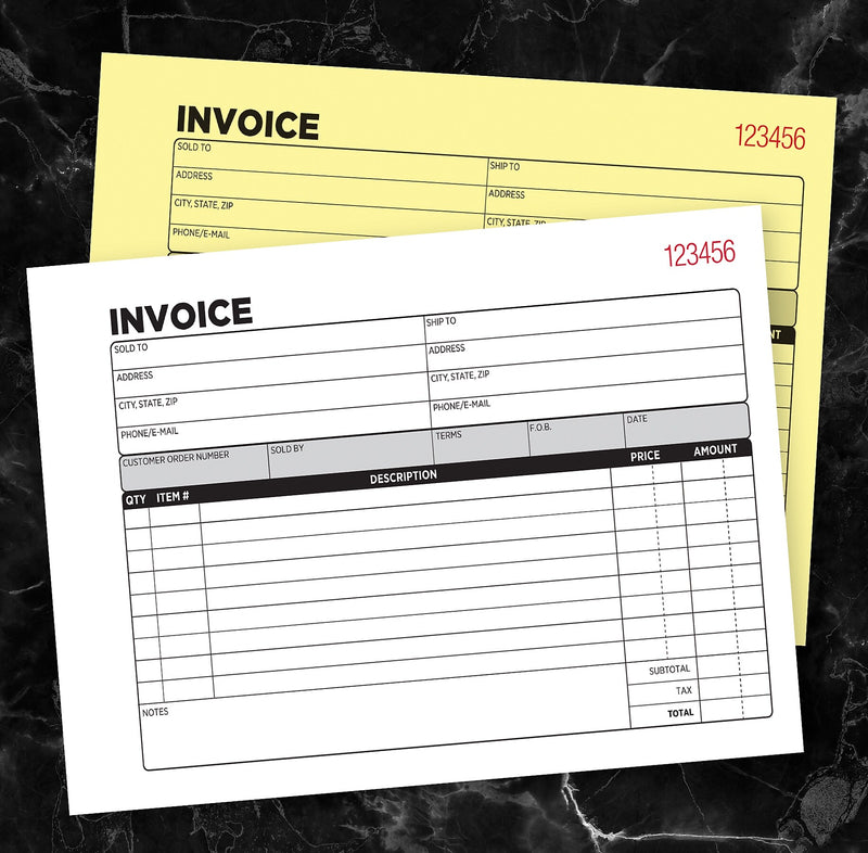 Cosco 2-Part Carbonless Invoices, 5.56" x 8.44", 50 Sets/Book, 5/Pack (074033PK5)