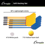 Champion Sports Soft Hockey Set, Blue/Yellow, 12/Set (CHSHS10SET)