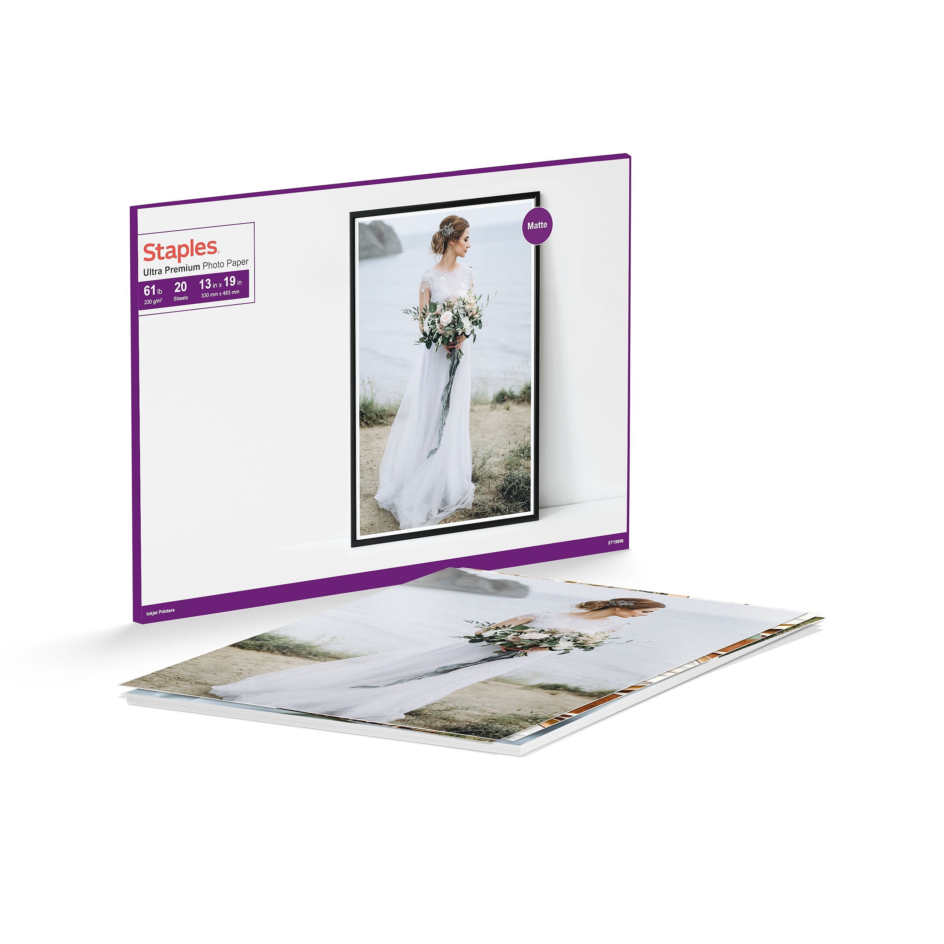 Staples Ultra Premium Matte Photo Paper, 13"W x 19"L, 20/Pack (19896-CC)