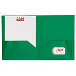 JAM Paper 2-Pocket Plastic Folders, Green, 6/Pack (382EGRD)