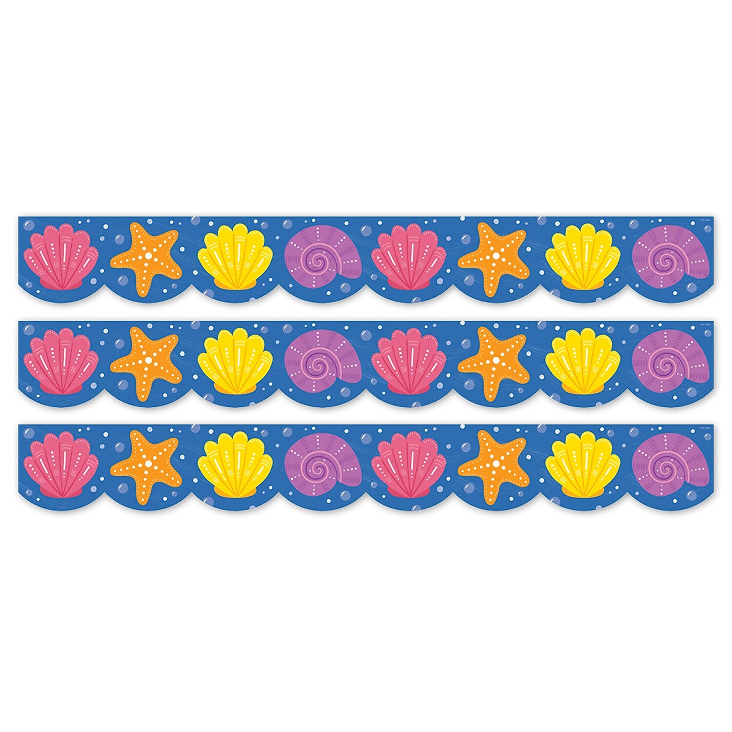 Creative Teaching Press EZ Border, Bulletin Board Border, 3" x 2', Sea Friends Seashells, 24/Pack, 3 Packs/Bundle (CTP11056-3)