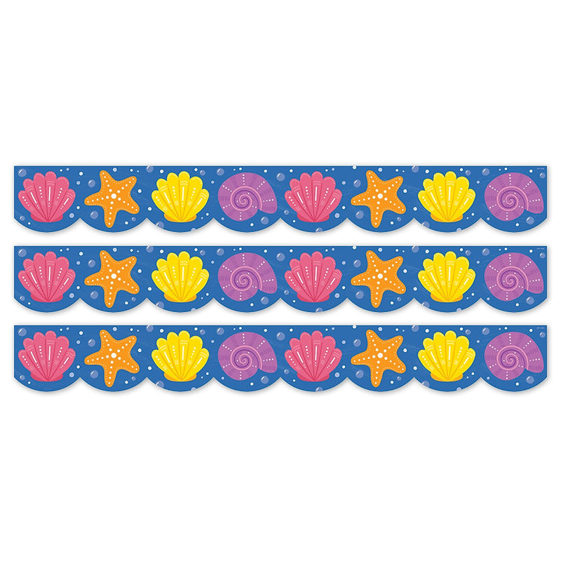 Creative Teaching Press EZ Border, Bulletin Board Border, 3" x 2', Sea Friends Seashells, 24/Pack, 3 Packs/Bundle (CTP11056-3)