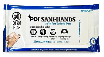 PDI Sani-Hands 70% Alcohol Hand Sanitizing Wipes, 20 Wipes/Packet, 48/Carton (P71520)