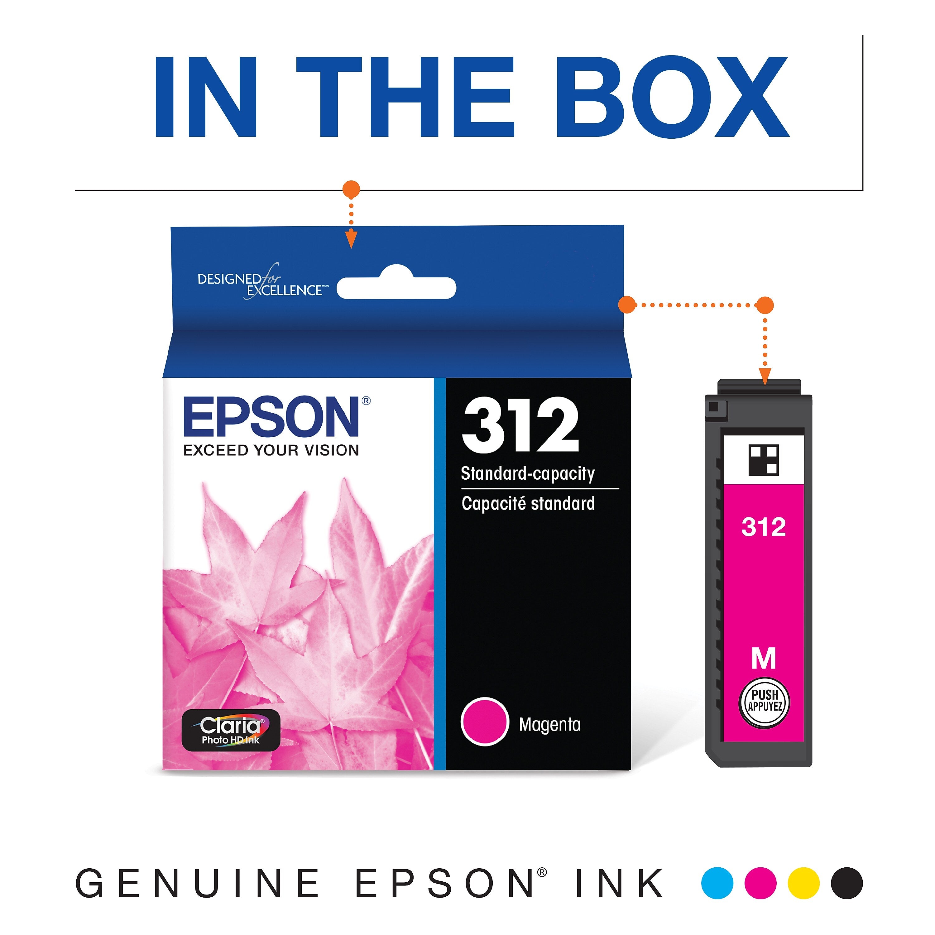 Epson T312 Magenta Ink Cartridge, Standard Yield