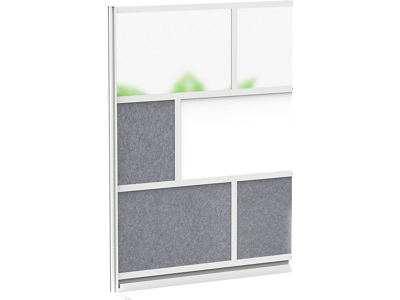 Luxor Workflow Series 6-Panel Modular Room Divider System Add-On Wall with Whiteboard, 70"H x 53"W, Gray/Silver