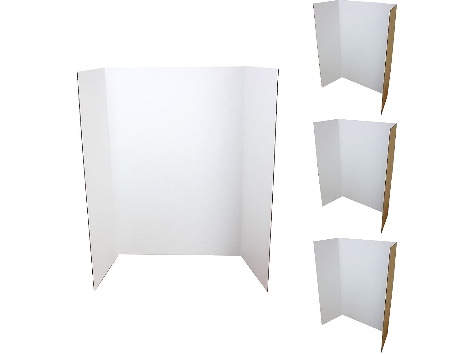 Flipside Tri-Fold Project Board, 48" x 36", Corrugated Paper, White, 4/Pack (18042)