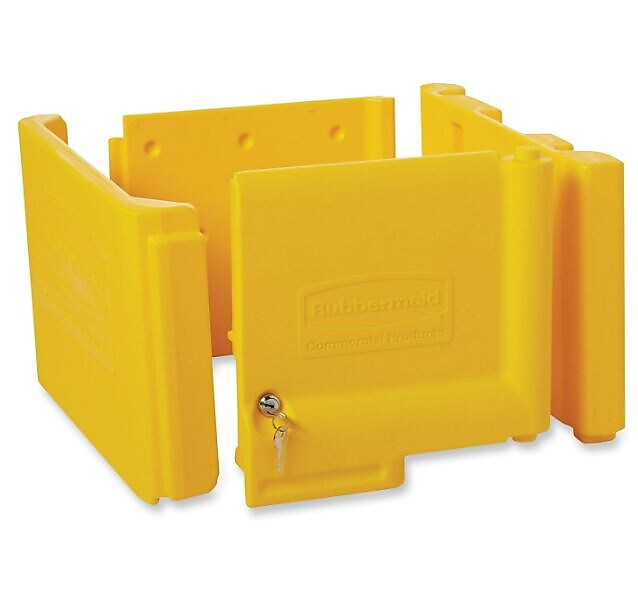 Rubbermaid 6181 Locking Janitor Cleaning Cart Cabinet, Yellow Polyethylene (RCP6181YEL)