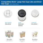 Dixie Reclosable Polypropylene Hot Cup Lid, 10/12/16/20 oz. Cup, White, 1000/Carton (DSL9542)