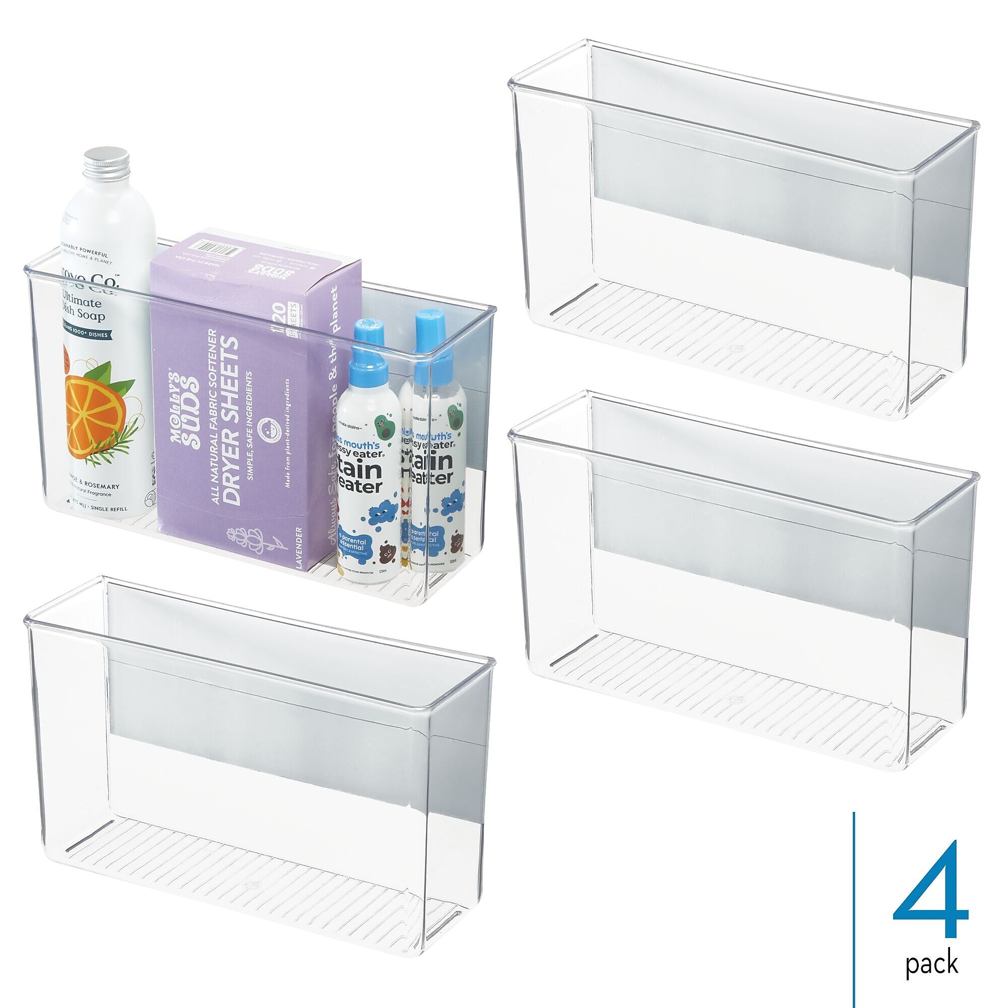 iDESIGN Magnetic Plastic Storage Bin, 6.25" x 3"x 11", Clear, 4/Pack (28111M4)