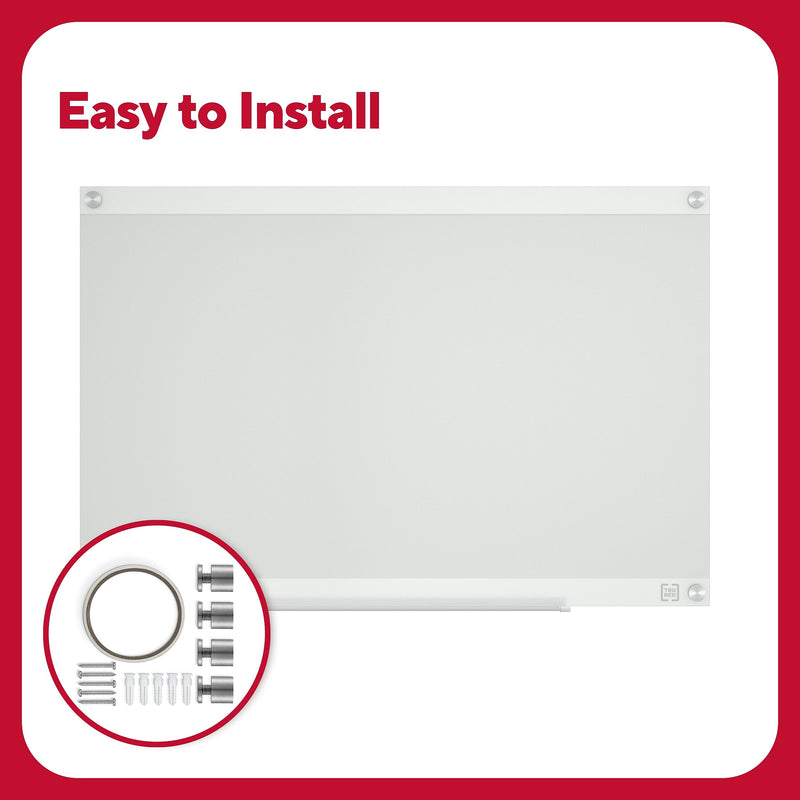 TRU RED™ Templated Magnetic Glass Dry-Erase Whiteboard, 3' x 2' (TR62139)