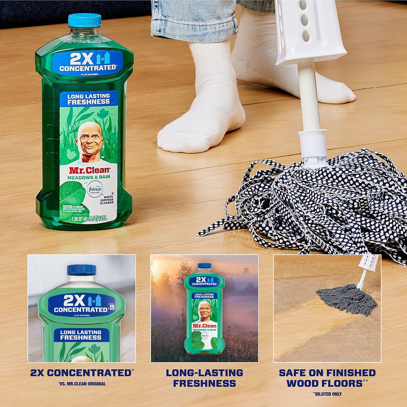 Mr. Clean Multipurpose Cleaning Solution with Febreze, Meadows & Rain, 64 Fl. oz., 4/Carton (PGC10725)