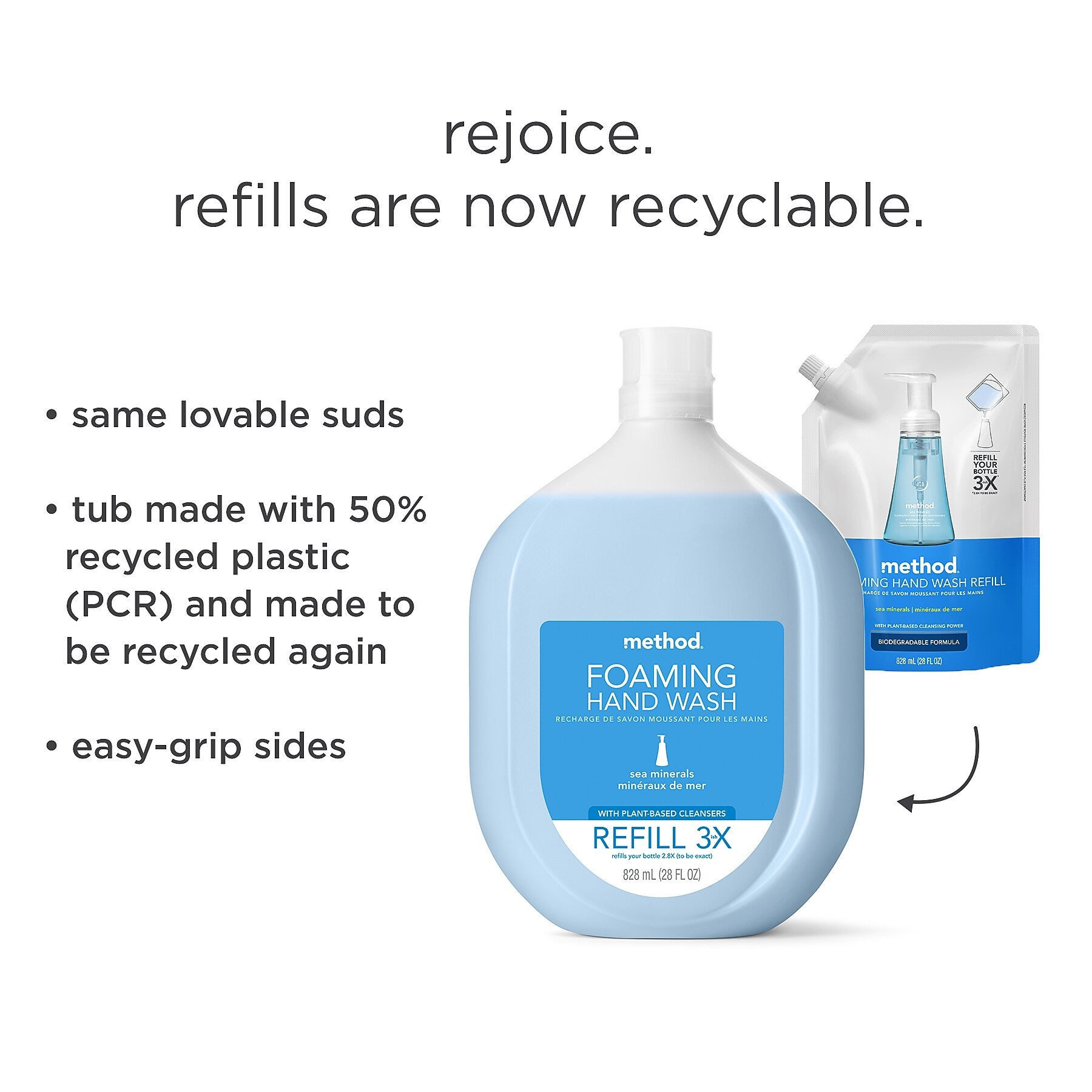 Method Foaming Hand Soap Refill, Sea Minerals Scent, 28 Fl. Oz. (328121)