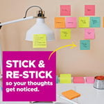 Post-it Super Sticky Notes, 4" x 4", Energy Boost Collection, Lined, 90 Sheet/Pad, 6 Pads/Pack (6756SSUC)